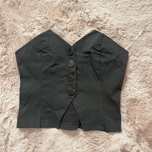 Black Button-Up Bustier Top